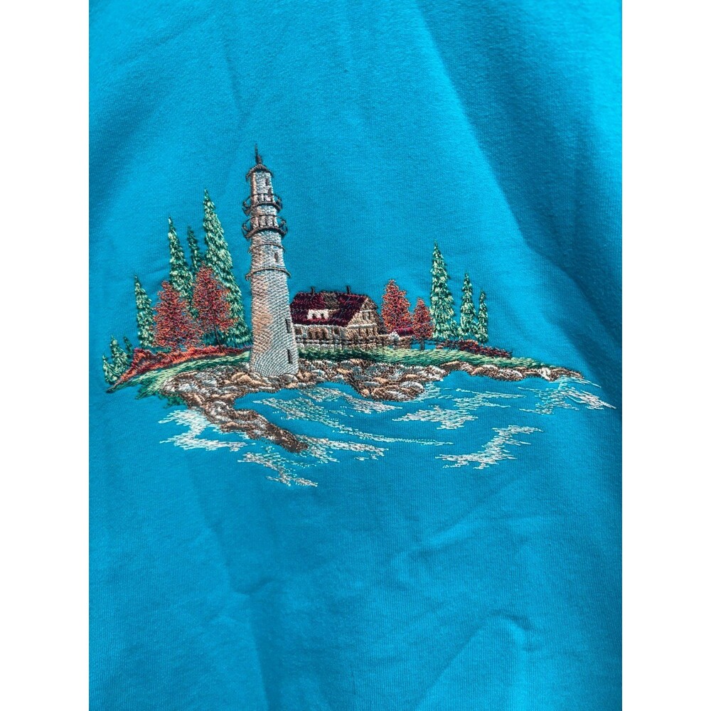 Vintage Style Embroidered Lighthouse Sweatshirt Size M